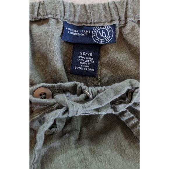 Venezia Jeans Womens Plus Sz 26/28 Green Linen Blend Shorts 6.5" Inseam - Picture 3 of 7